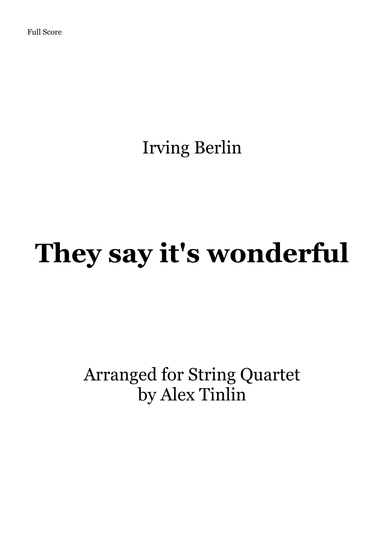 They Say It's Wonderful (arr. Alex Tinlin)
