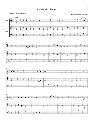 Lascia ch'io pianga (arr. John Nicolaus)