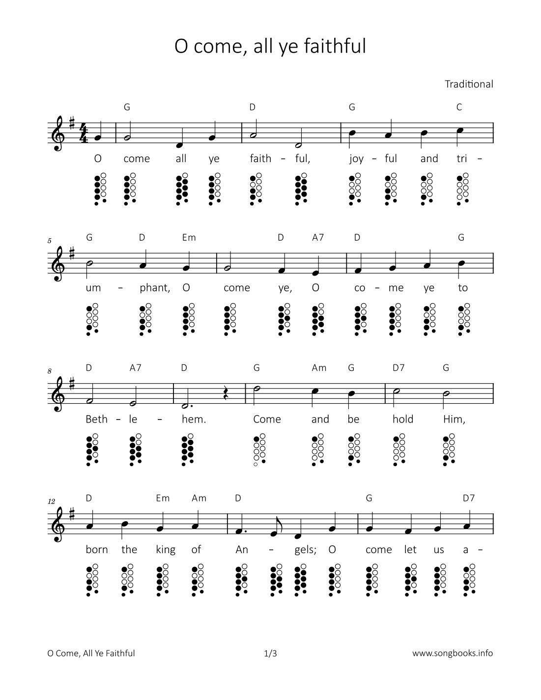 O come, all ye faithful (arr. songbooks.info)