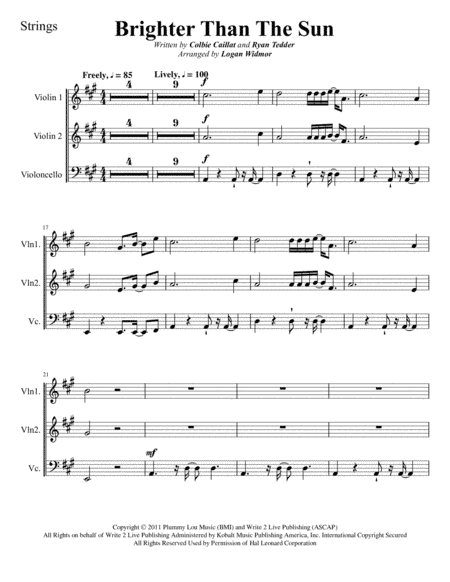 Brighter Than The Sun (arr. Logan Widmor)