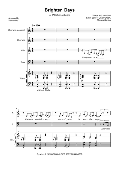 Brighter Days (arr. WeiHsi Hu)