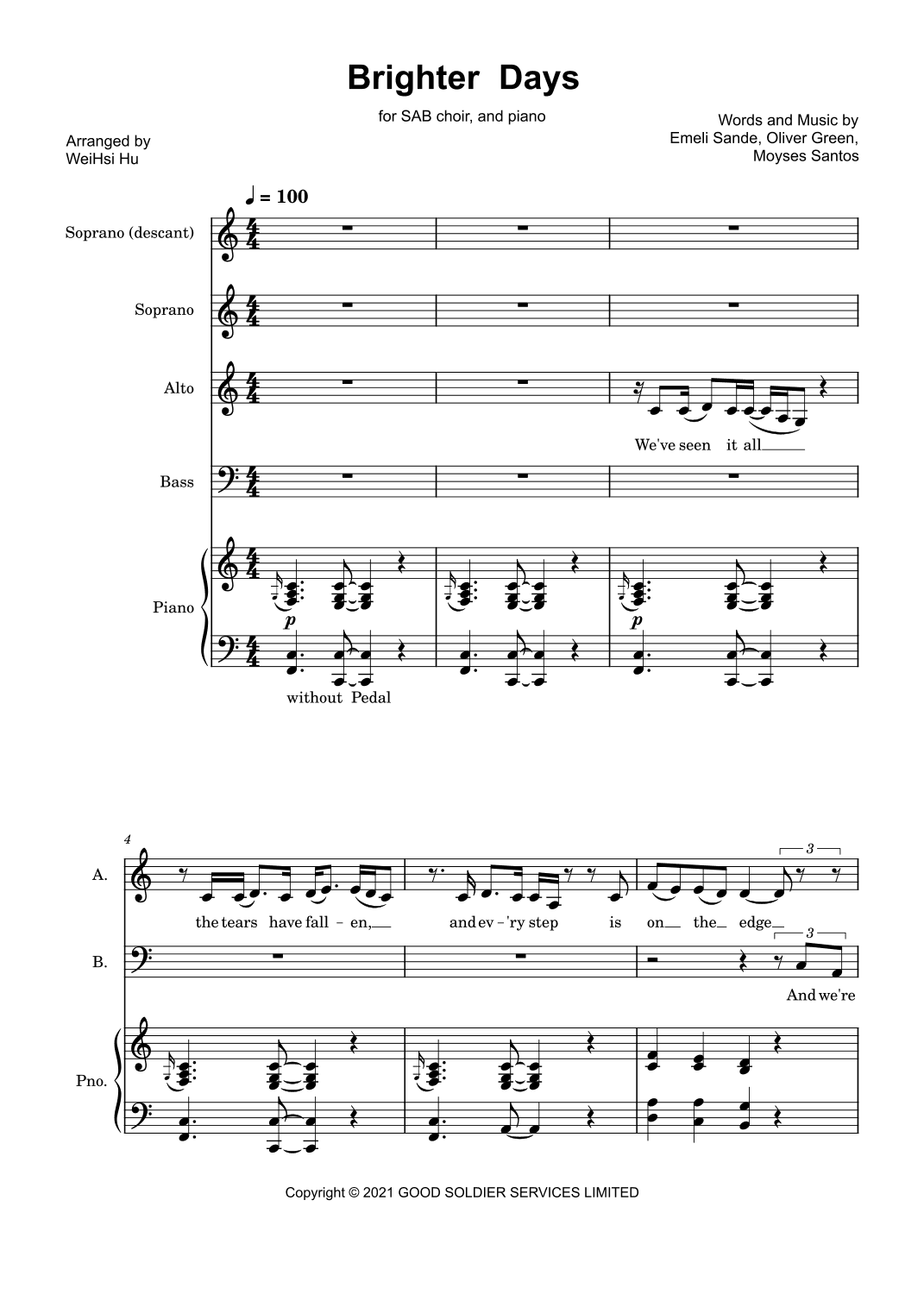 Brighter Days (arr. WeiHsi Hu)