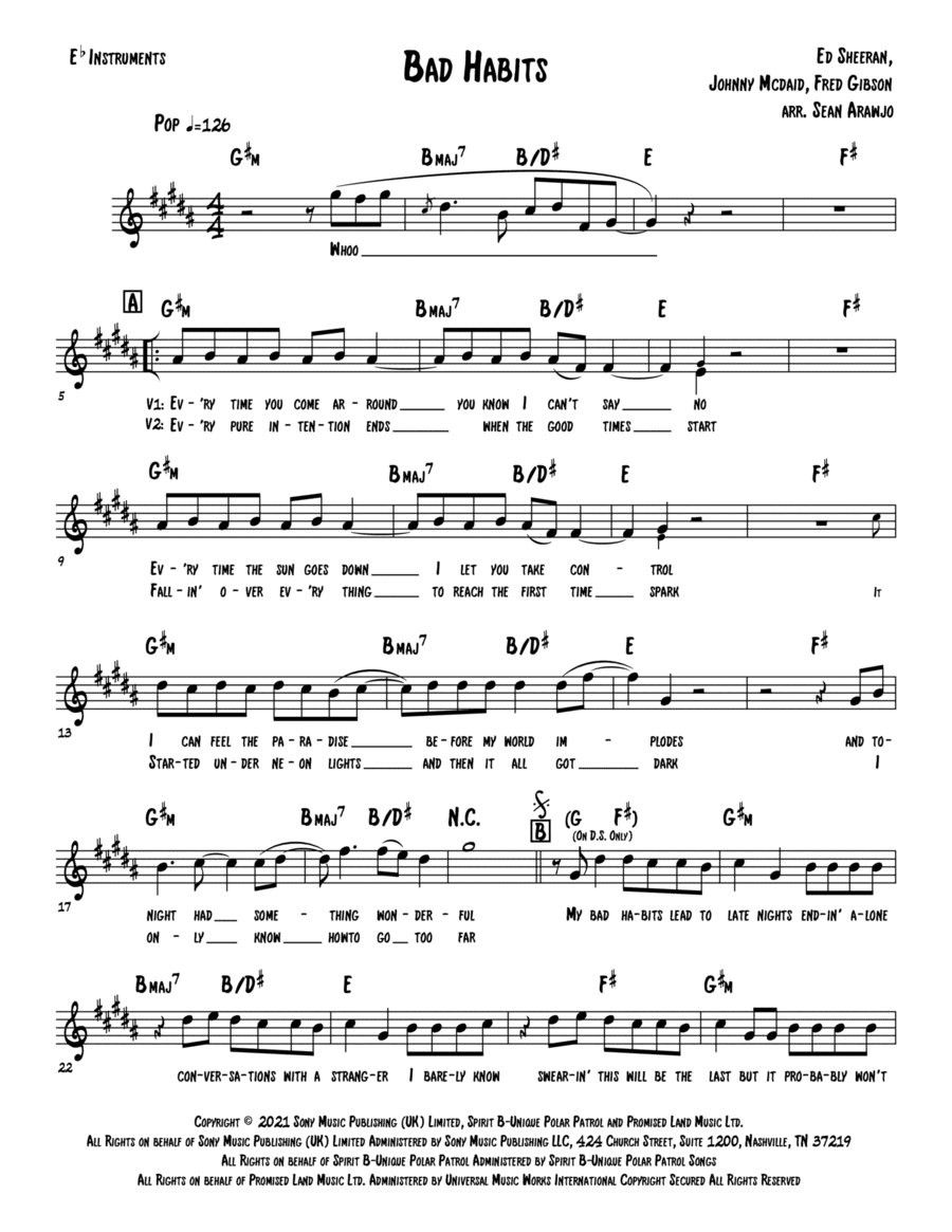 Bad Habits (arr. Sean Arawjo)