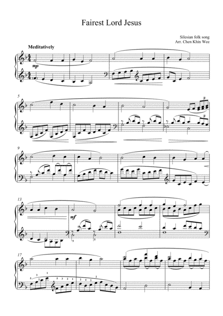 Fairest Lord Jesus (piano solo) (arr. Chen Khin Wee)