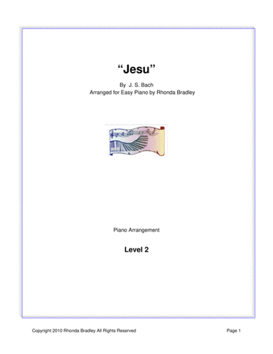 Jesu by J.S. Bach Easy Piano Arrangement (arr. Rhonda Bradley)