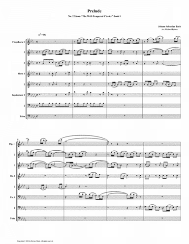 Prelude 22 from Well-Tempered Clavier, Book 1 (Conical Brass Octet) (arr. Richard Byrnes)