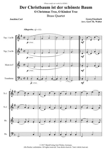 O Christmas Tree, O Kindest Tree (arr. Gert Th. Walter)
