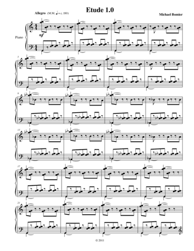 Etude 1.0 for Piano Solo from 25 Etudes using Mirroring, Symmetry, and Intervals