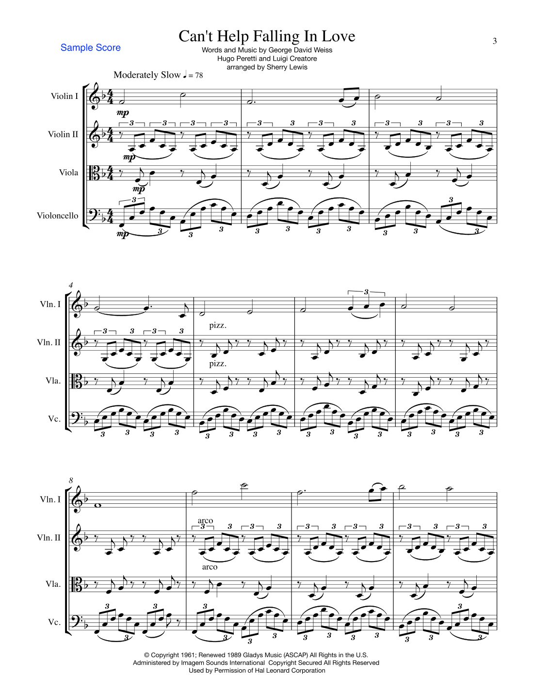 Can't Help Falling In Love (arr. Sherry Lewis)