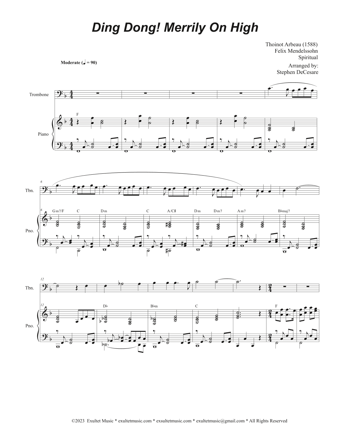 Ding Dong! Merrily On High (Trombone solo and Piano) (arr. Stephen DeCesare)
