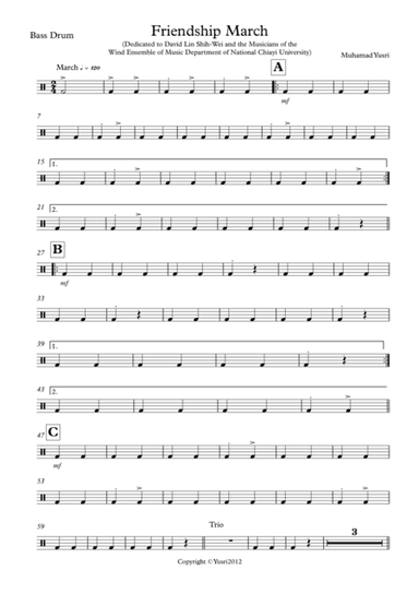 Friendship March (Bass Drum Part)