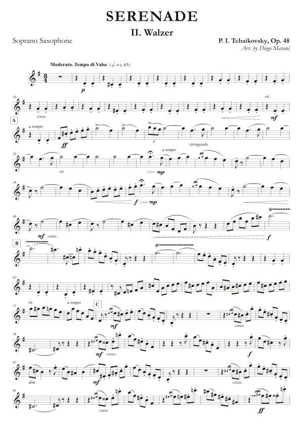 "Walzer" from Serenade Op. 48 for Saxophone Quartet (arr. Diego Marani)