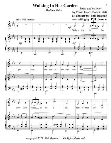 Walking In Her Garden - medium voice-piano (arr. Phil Beaman)