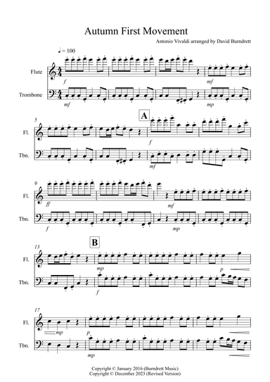 Autumn (first movement) for Flute and Trombone Duet (arr. David Burndrett)
