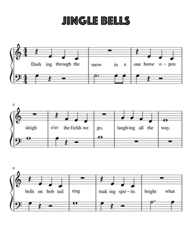 Jingle Bells (Complete Version) for Very Easy Piano (arr. Kimberly Steele)