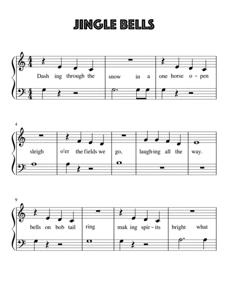 Jingle Bells (Complete Version) for Very Easy Piano (arr. Kimberly Steele)