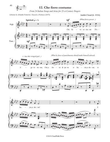 24 Italian Songs and Arias for 21st-Century Singers, no. 12 Che fiero costume