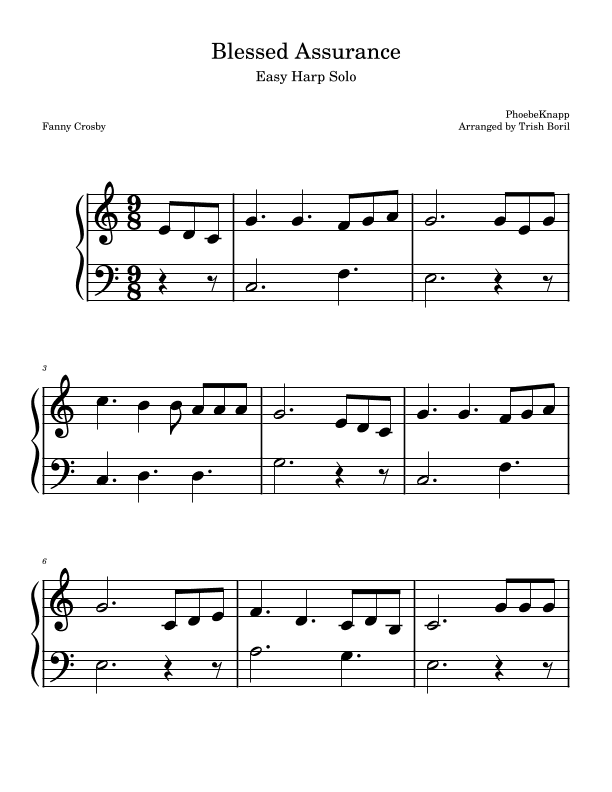 Blessed Assurance Harp Solo Large Print (arr. Trish Boril)