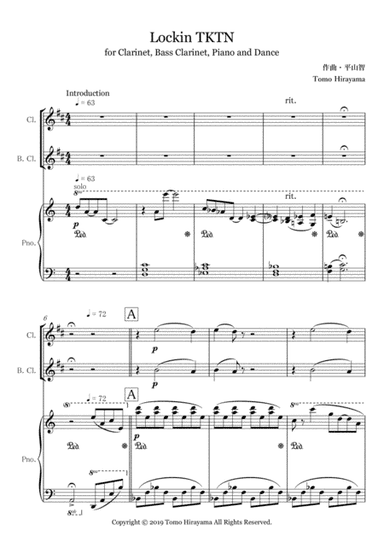 "Lockin TKTN" for clarinet, bass clarinet, piano