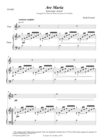 Bach-Gounod: Ave Maria, Schwencke version for Flute & Piano (arr. James M. Guthrie, ASCAP)