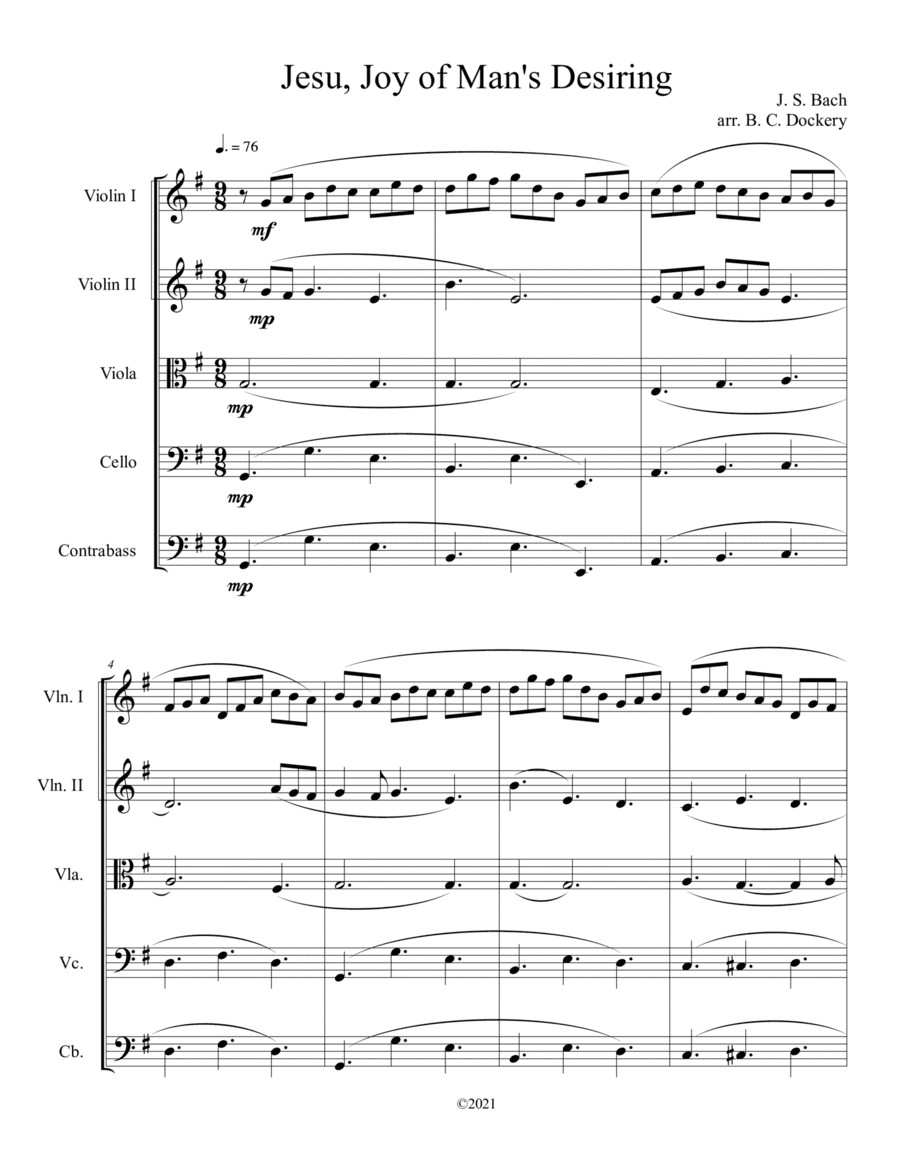 Jesu, Joy of Man's Desiring (String Orchestra) (arr. B. C. Dockery)