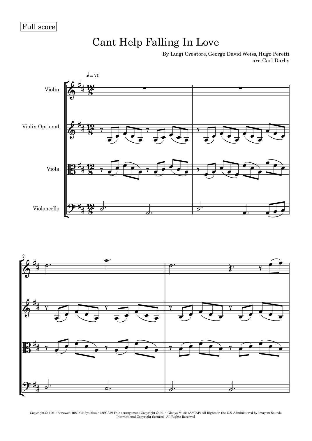 Can't Help Falling In Love (arr. Carl Darby)