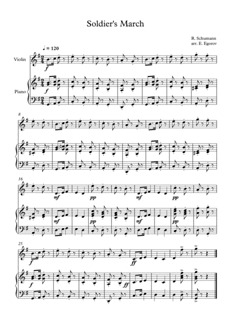 Soldier's March, Robert Schumann, For Violin & Piano (arr. Eugene Egorov)