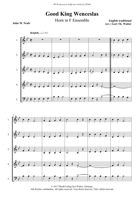 Good King Wenceslas (arr. Gert Th. Walter)