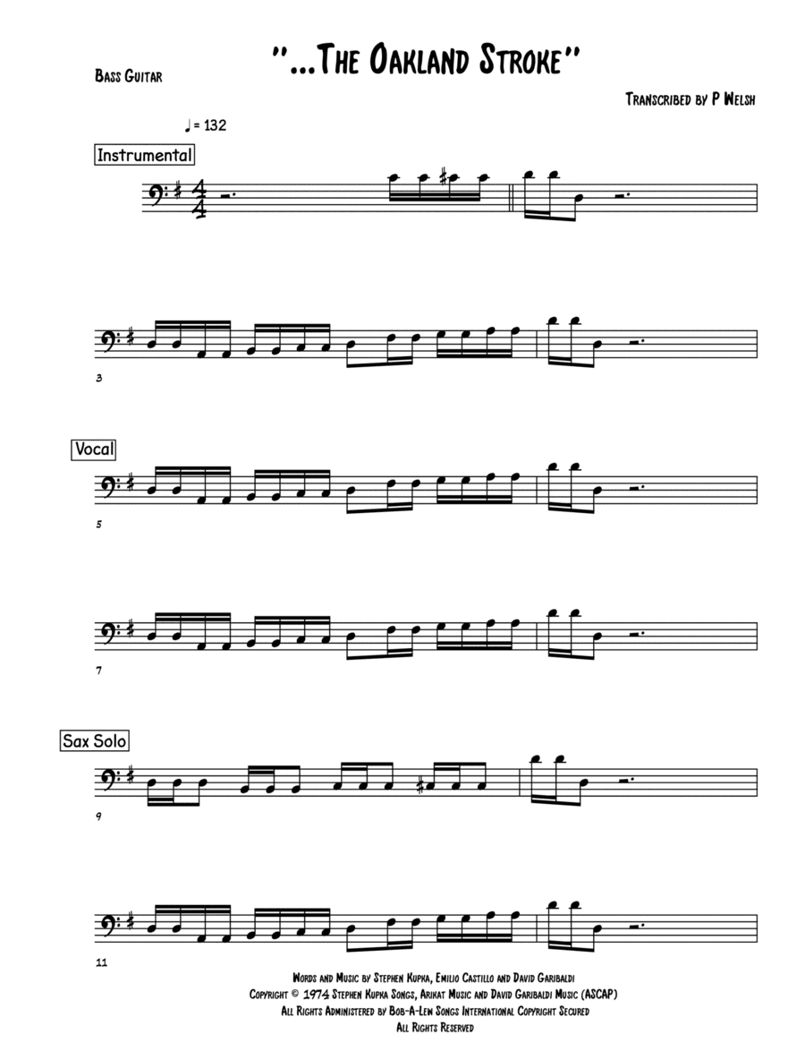 Oakland Stroke (arr. Accubass)