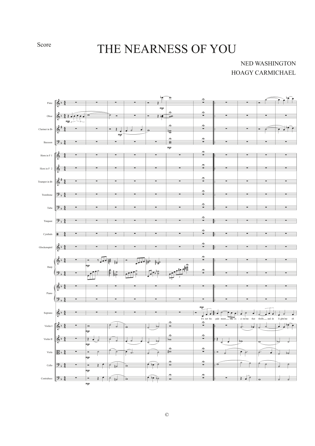 THE NEARNESS OF YOU - Score Only (arr. MATHEUS OLIVEIRA DOS SANTOS)