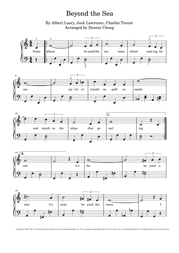 Beyond The Sea (arr. Dennis Cheng)