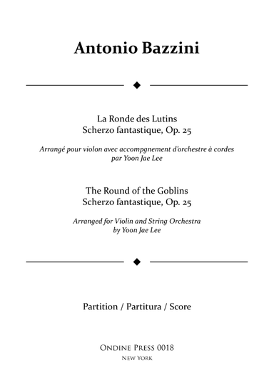 The Round (Dance) of the Goblins for Violin and String Orchestra, Op. 25 - Score Only (arr. Yoon Jae Lee)