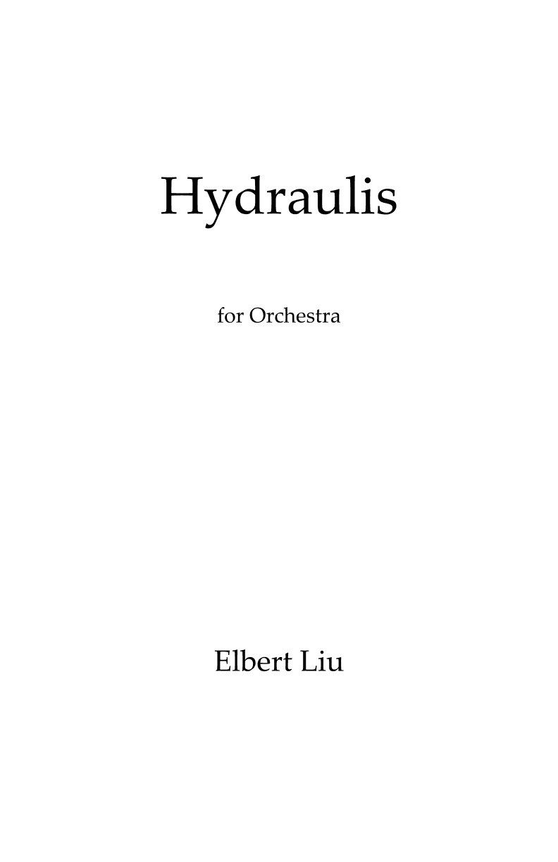 Hydraulis for Orchestra - Full Score