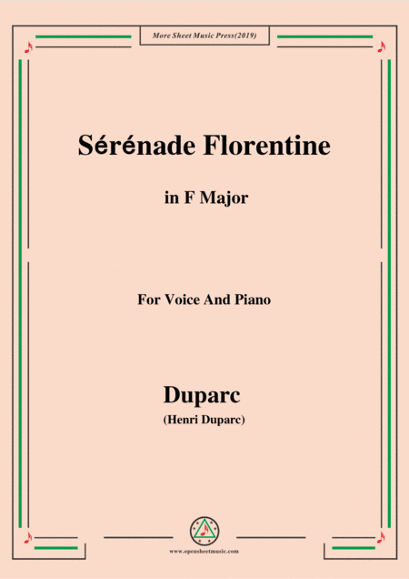 Duparc-Sérénade Florentine in F Major,for Violin and Piano (arr. MSM)