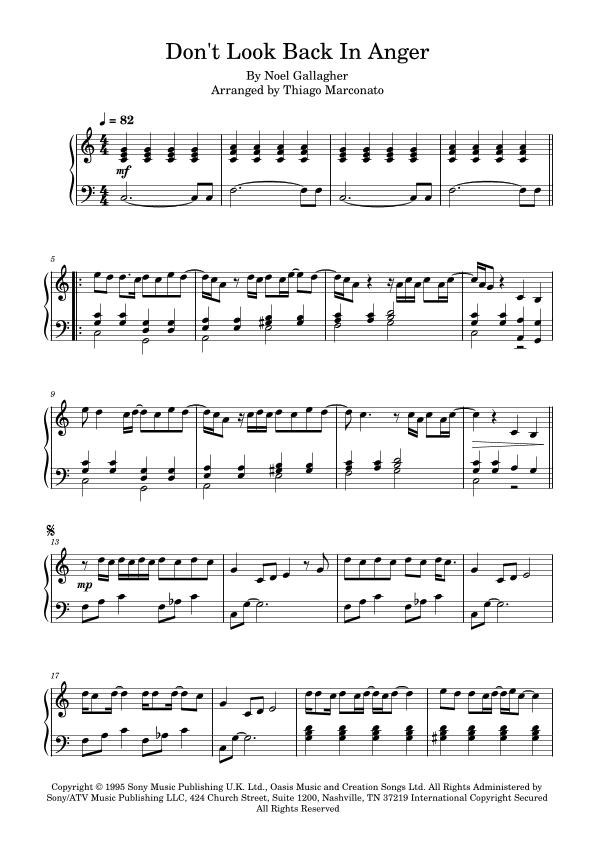 Don't Look Back In Anger (arr. Thiago Marconato)