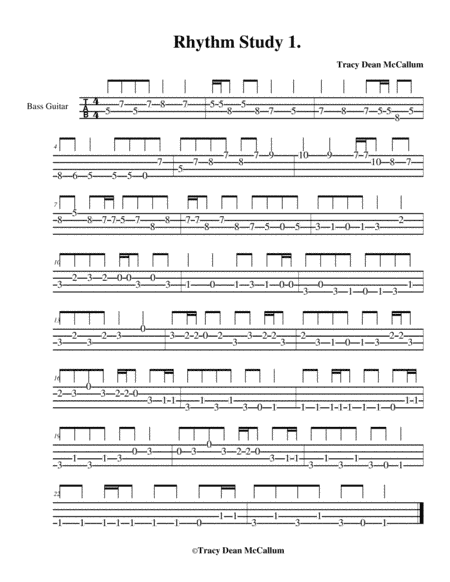 Rhythm Study No. 1 Bass Guitar Tablature
