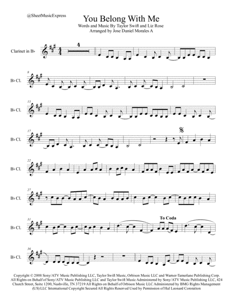 You Belong With Me (arr. Jose Daniel Morales A.)