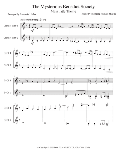 The Mysterious Benedict Society Main Title Theme (arr. Armando J Salas)
