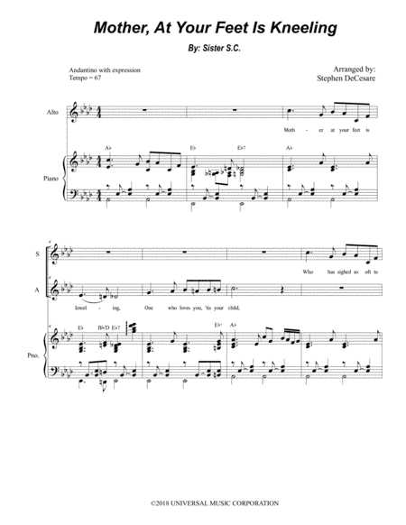 Mother At Your Feet Is Kneeling (arr. Stephen DeCesare)