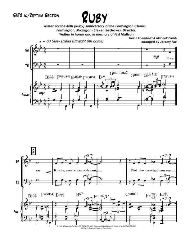 Ruby (arr. Jeremy Fox)