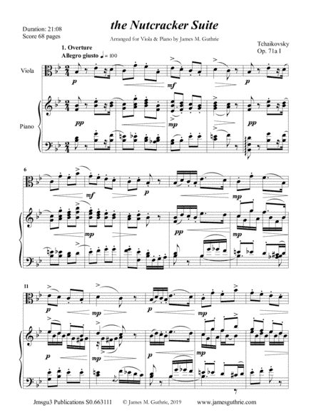 Tchaikovsky: The Complete Nutcracker Suite for Viola & Piano (arr. James M. Guthrie, ASCAP)
