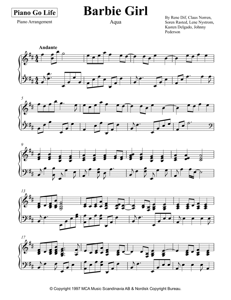 Barbie Girl (arr. Piano Go Life)
