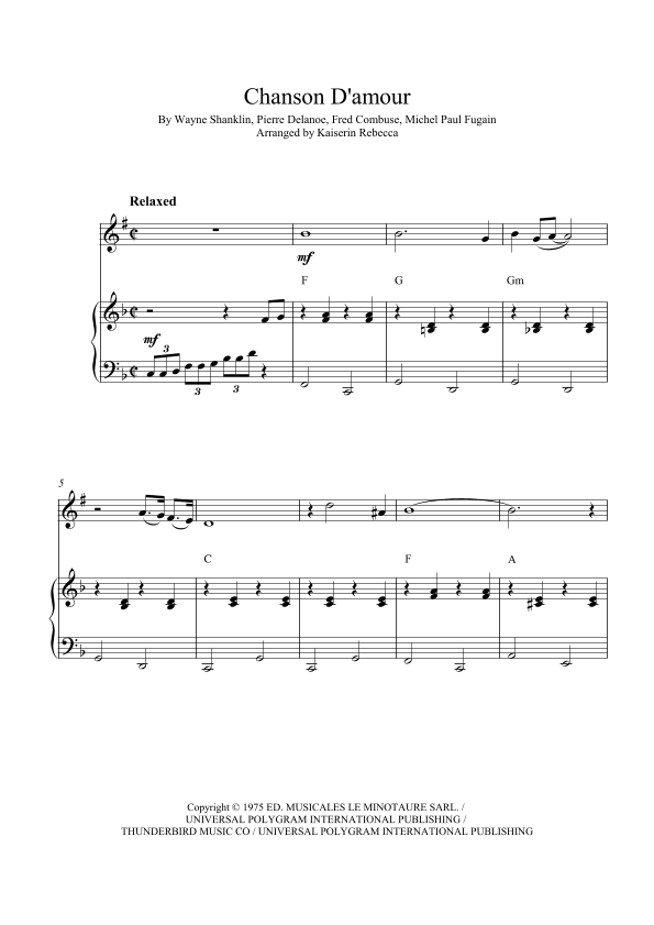 Chanson D'amour (the Ra-da-da-da-da Song) (arr. Kaiserin Rebecca)