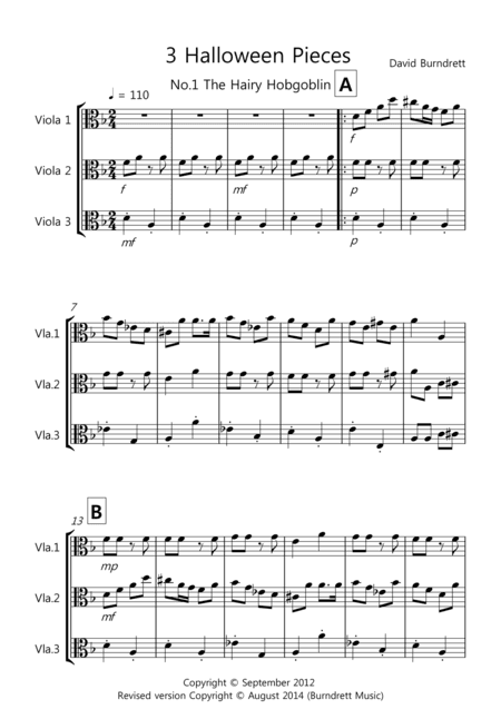 3 Halloween Pieces for Viola Trio