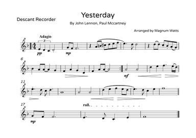 Yesterday (arr. Magnum Watts)