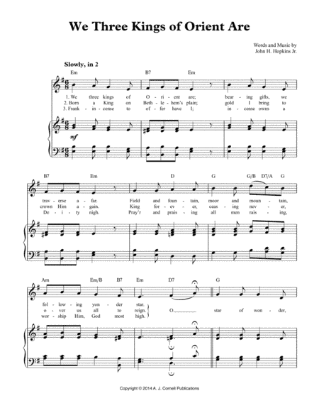 We Three Kings of Orient Are (arr. A. J. Cornell Publications)