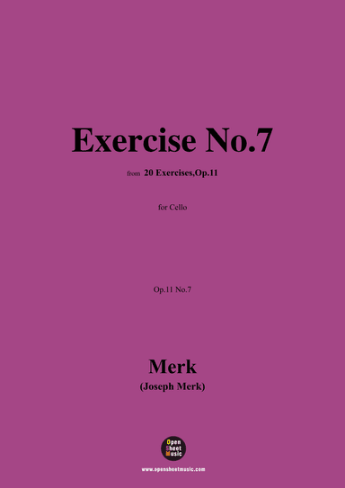 Merk-Exercise No.7,Op.11 No.7,from '20 Exercises,Op.11',for Cello (arr. OSM Press)