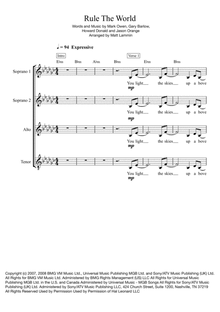 Rule The World (arr. Matt Lammin)