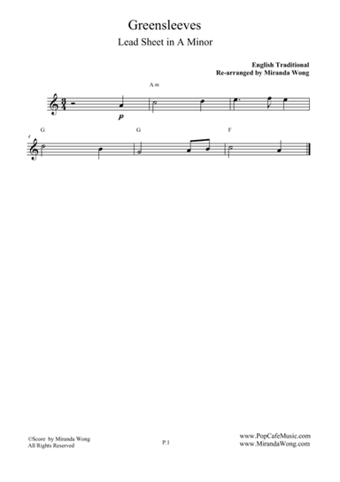 Greensleeves - Flute Solo in A Minor (With Chords) (arr. Miranda Wong)