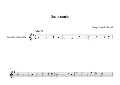 Sarabande - George Frideric Handel (Soprano Sax) (arr. Digital Book Music)